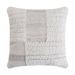 Cuscino decorativo in lana avorio con decoro a rilievo 45x45x8 cm - GALARRIC