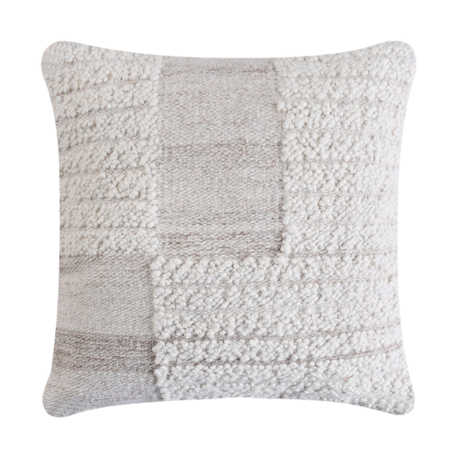 Cuscino decorativo in lana avorio con decoro a rilievo 45x45x8 cm - GALARRIC