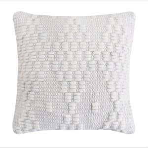 Cuscino decorativo in lana avorio con decoro in rilievo 45 x 45 x 8 cm - CORARON