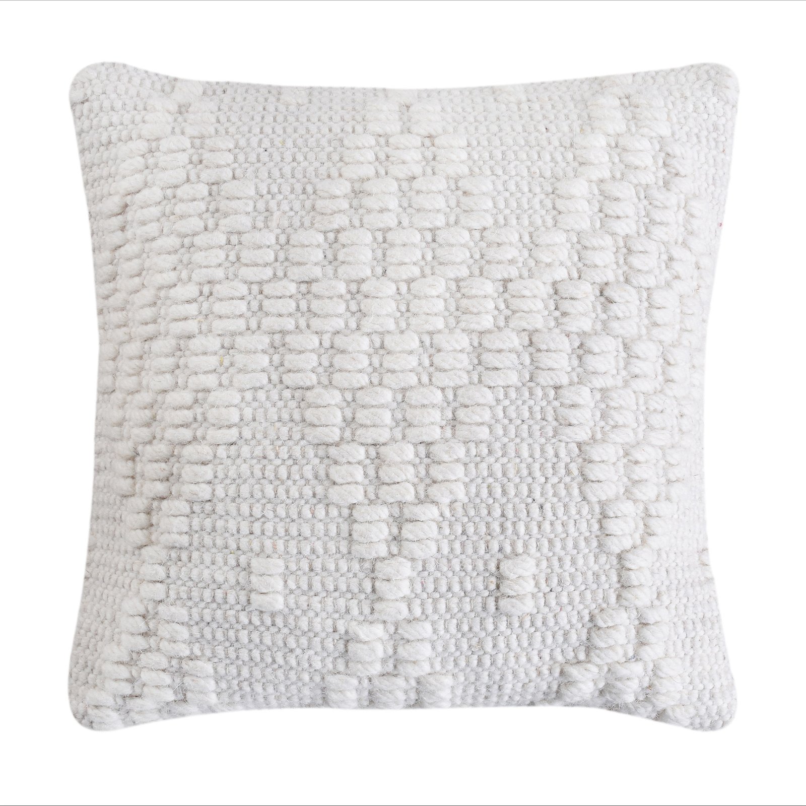 Cuscino decorativo in lana avorio con decoro in rilievo 45 x 45 x 8 cm - CORARON