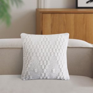 Cuscino decorativo in lana avorio con decoro in rilievo 45 x 45 x 8 cm - CORARON