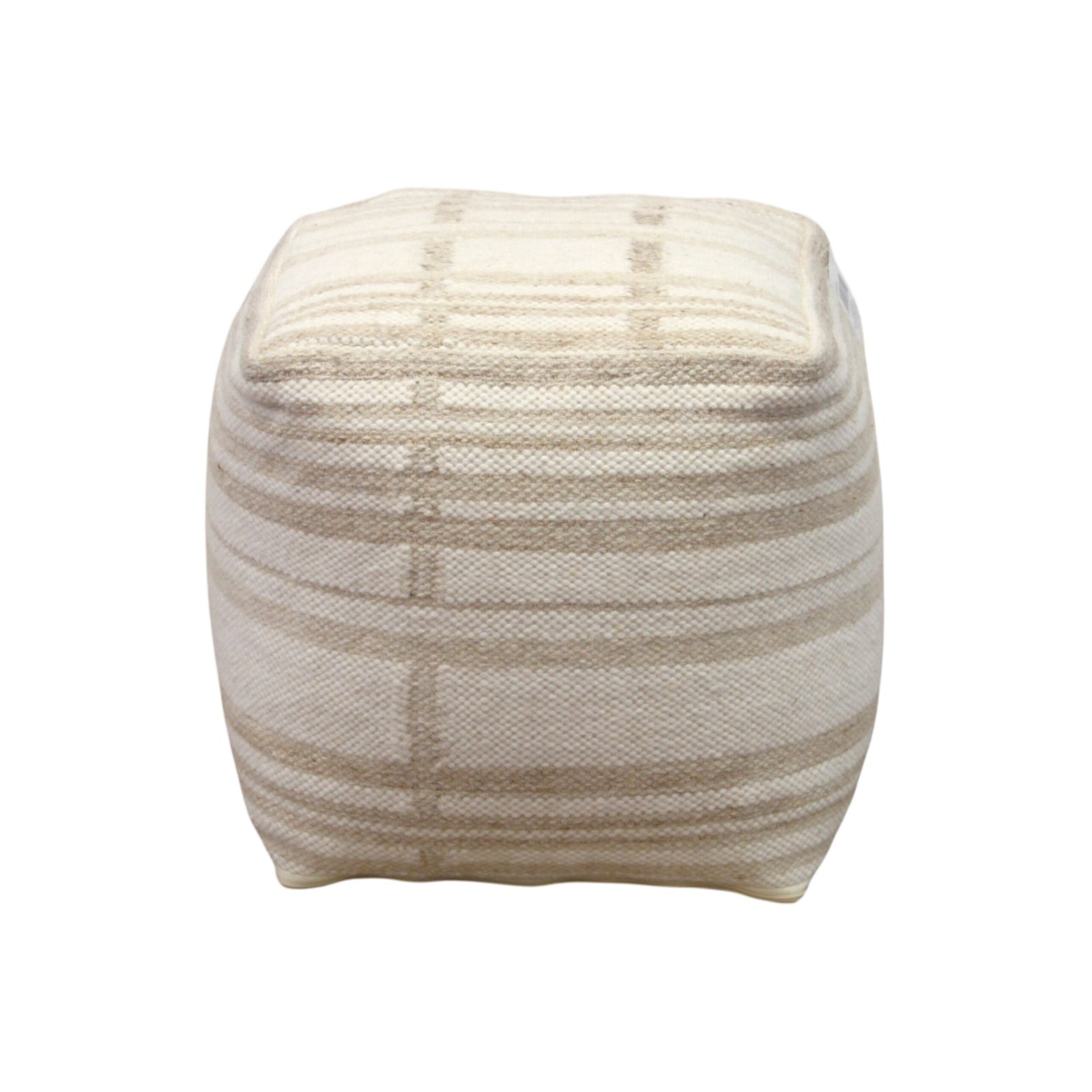 Pouf quadrato in lana tessuta avorio con decoro 40x40x40 cm - ALUNMOND Pouf quadrato in lana tessuta avorio con decoro 40x40x40 cm - ALUNMOND