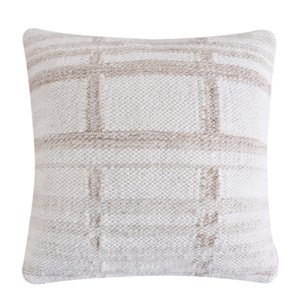 Cuscino decorativo in lana avorio con motivo a quadri 45x45x8 cm - ALUNMOND Cuscino decorativo in lana avorio con motivo a quadri 45x45x8 cm - ALUNMOND