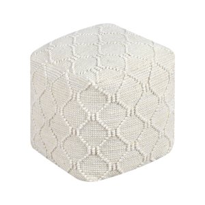 Pouf cubo in lana avorio con motivo geometrico 40x40x40 cm - BELIRMAR Pouf cubo in lana avorio con motivo geometrico 40x40x40 cm - BELIRMAR