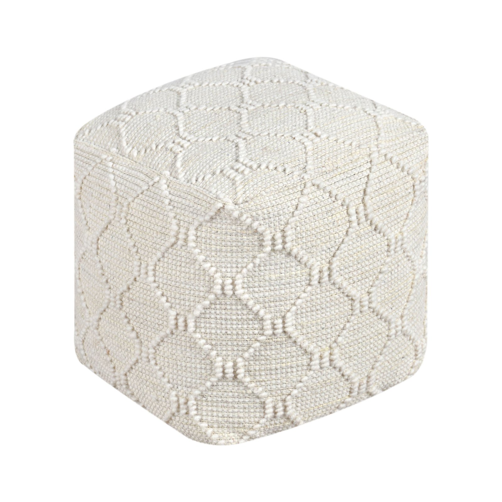 Pouf cubo in lana avorio con motivo geometrico 40x40x40 cm - BELIRMAR Pouf cubo in lana avorio con motivo geometrico 40x40x40 cm - BELIRMAR