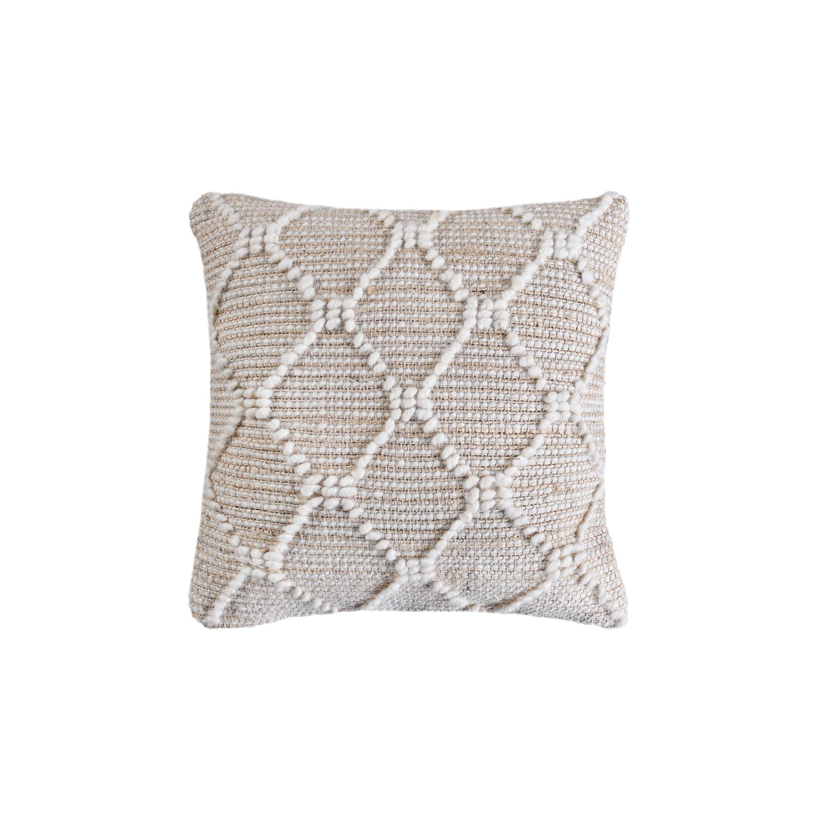 Cuscino decorativo in lana avorio con motivo geometrico 45x45x8 cm - BELIRMAR Cuscino decorativo in lana avorio con motivo geometrico 45x45x8 cm - BELIRMAR