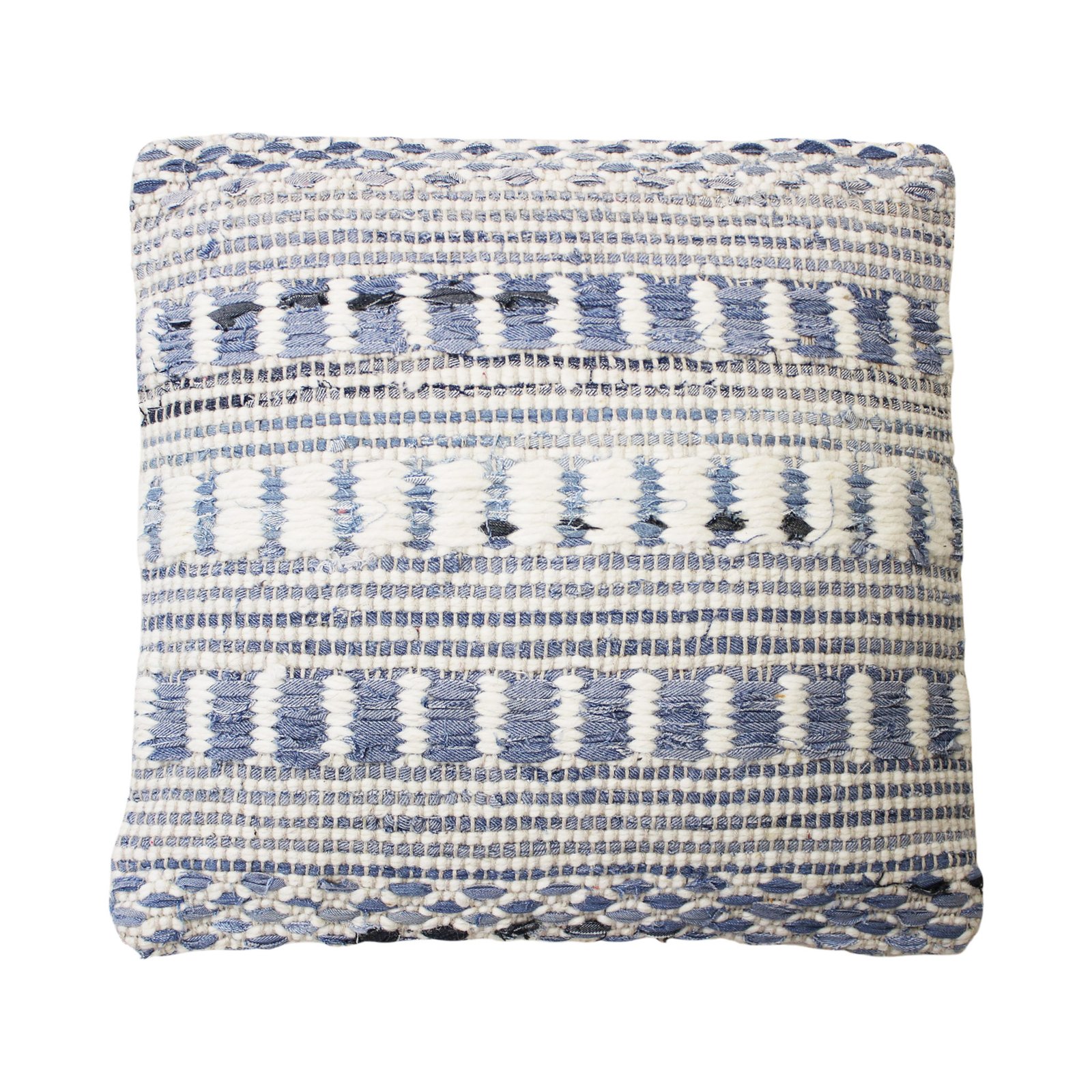 Cuscino decorativo in lana avorio a righe 45x45x8 cm - ULELLUNA