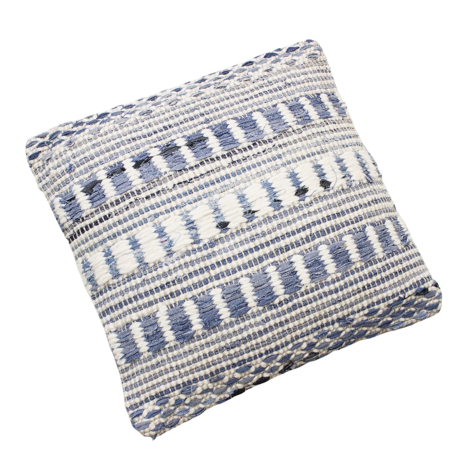 Cuscino decorativo in lana avorio a righe 45x45x8 cm - ULELLUNA