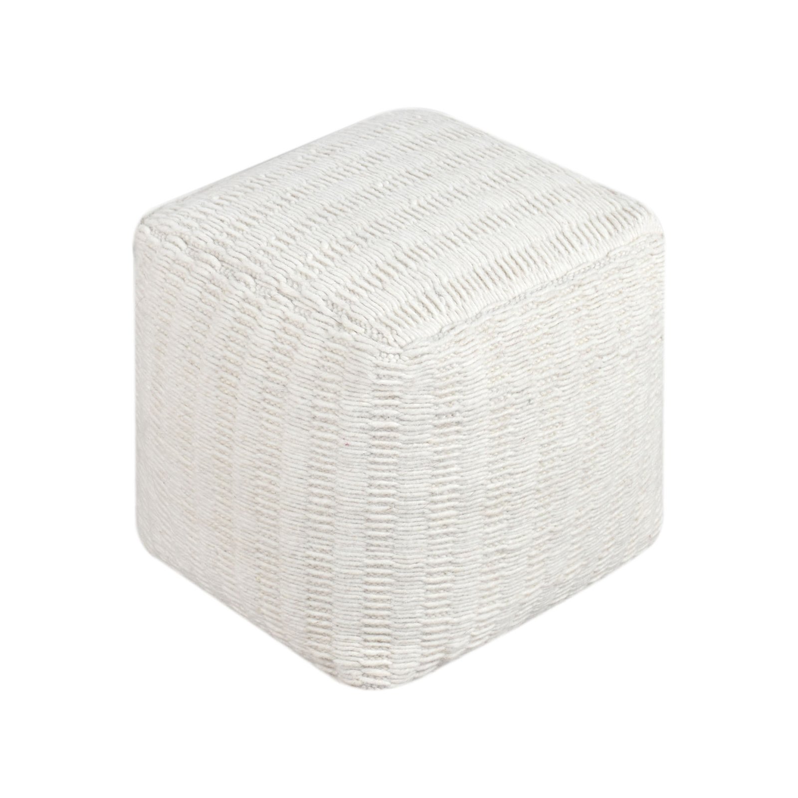 Pouf cubo in lana intrecciata avorio con decoro 40x40x40 cm - MARORLUNA Pouf cubo in lana intrecciata avorio con decoro 40x40x40 cm - MARORLUNA