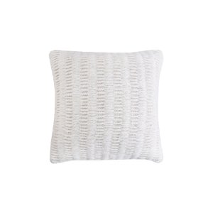 Cuscino decorativo in lana avorio con decoro a rilievo 45x45x8 cm - MARORLUNA