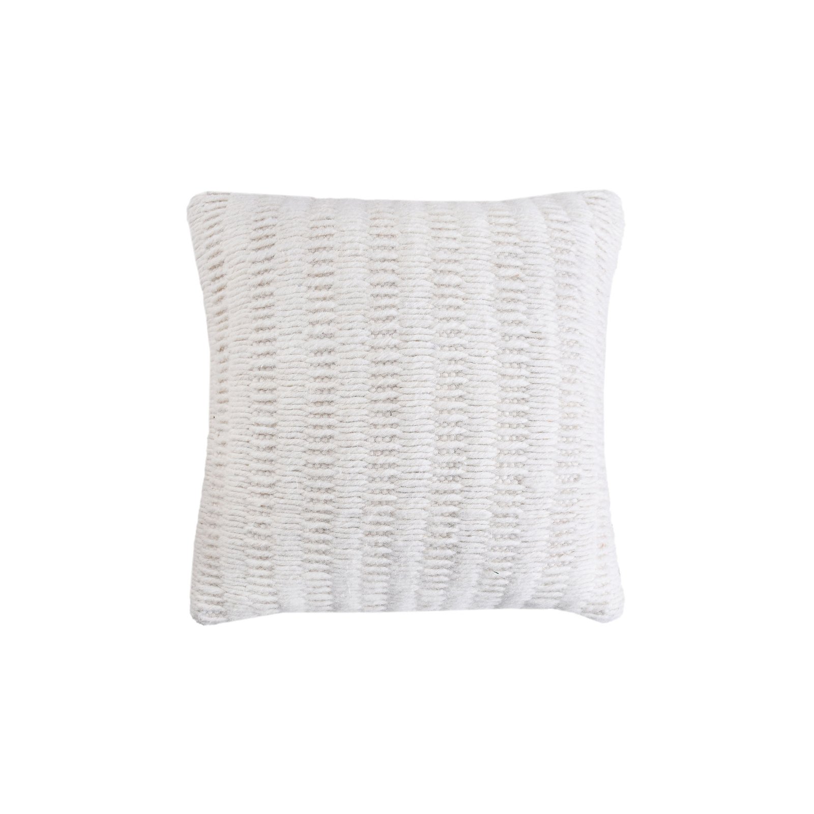 Cuscino decorativo in lana avorio con decoro a rilievo 45x45x8 cm - MARORLUNA