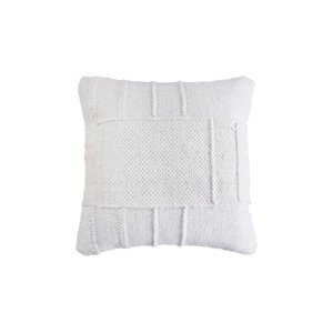 Cuscino decorativo in lana avorio lavorata a maglia 45x45x8 cm - YORILDIL Cuscino decorativo in lana avorio lavorata a maglia 45x45x8 cm - YORILDIL