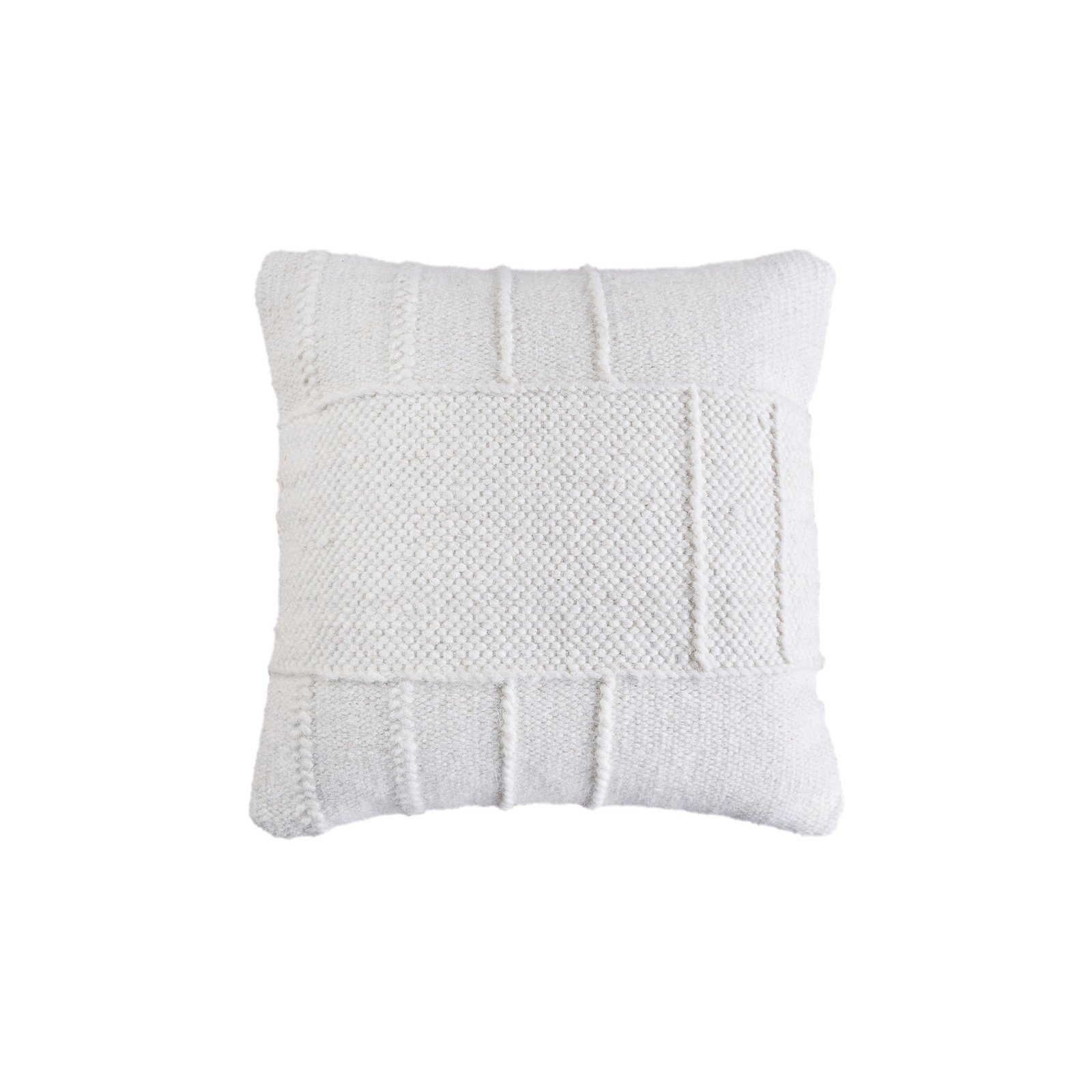 Cuscino decorativo in lana avorio lavorata a maglia 45x45x8 cm - YORILDIL Cuscino decorativo in lana avorio lavorata a maglia 45x45x8 cm - YORILDIL