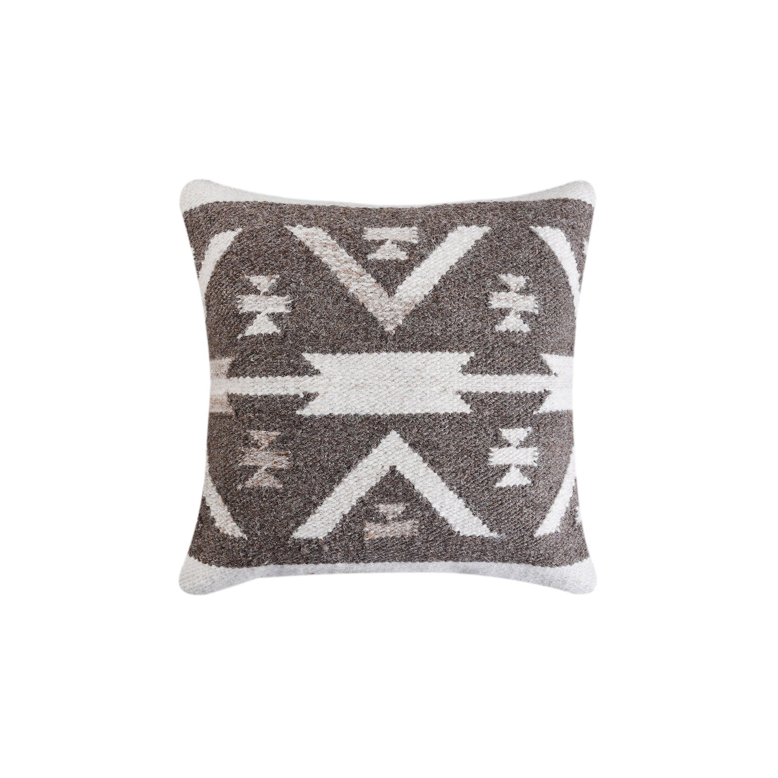Cuscino decorativo in lana avorio con motivi geometrici etnici 45x45x8 cm - ORORRIC Cuscino decorativo in lana avorio con motivi geometrici etnici 45x45x8 cm - ORORRIC