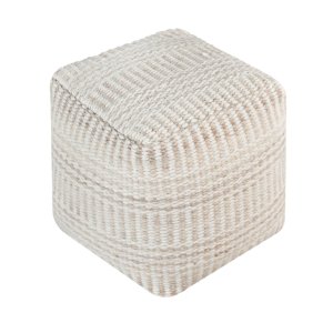 Pouf cubo in lana avorio con decoro 40x40x40 cm - TORORRIC