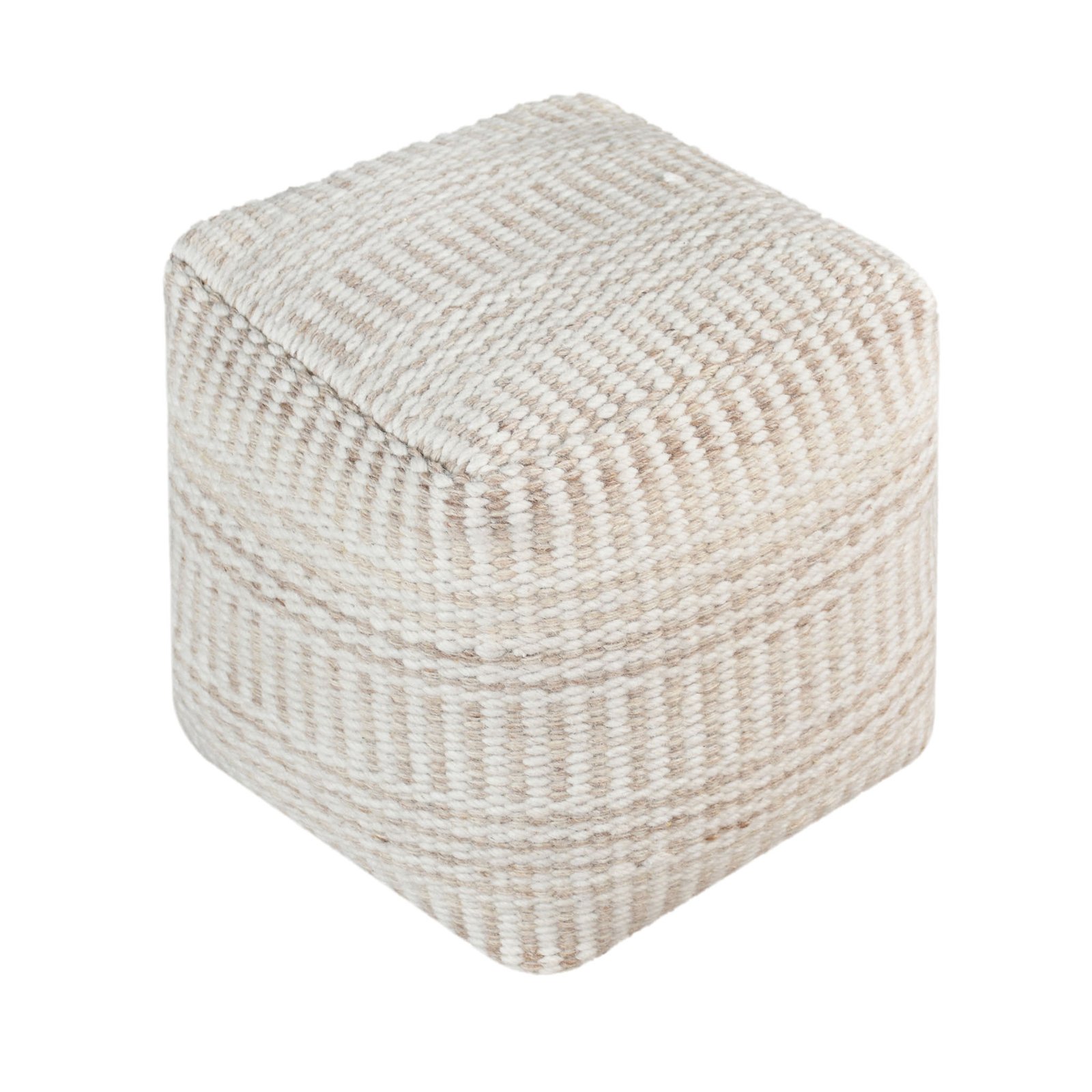 Pouf cubo in lana avorio con decoro 40x40x40 cm - TORORRIC