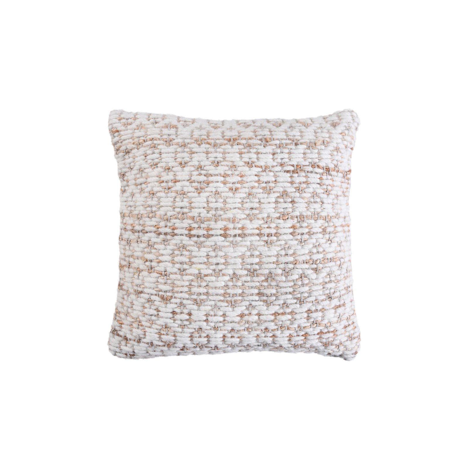 Cuscino decorativo in lana avorio con decoro a intreccio 45x45x8 cm - NORENLEN