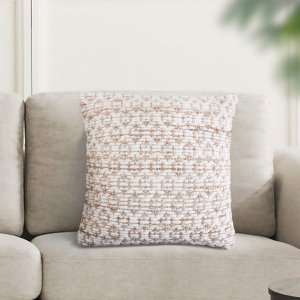 Cuscino decorativo in lana avorio con decoro a intreccio 45x45x8 cm - NORENLEN