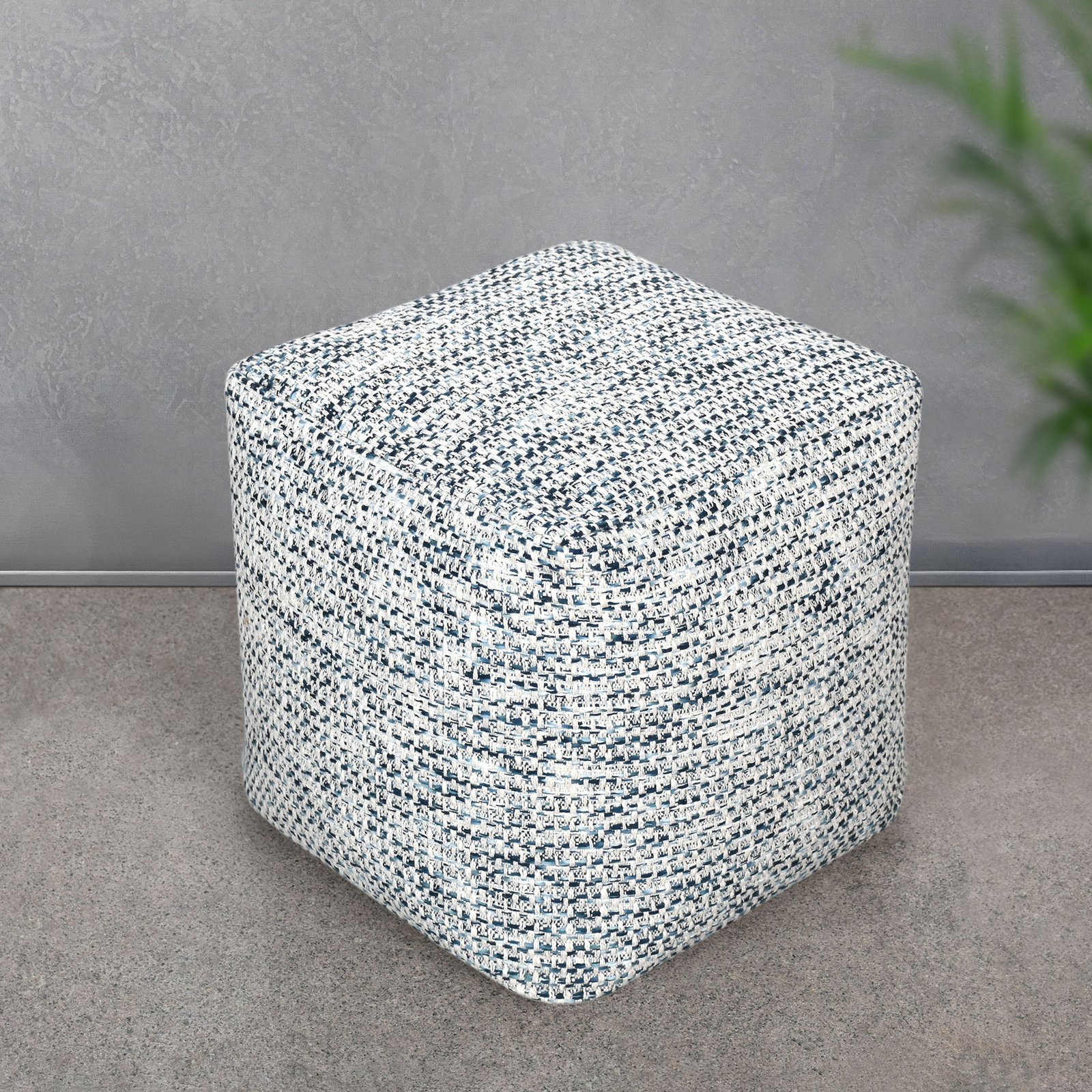Pouf quadrato in lana avorio con decoro 40x40x40 cm - HELOLZIO Pouf quadrato in lana avorio con decoro 40x40x40 cm - HELOLZIO