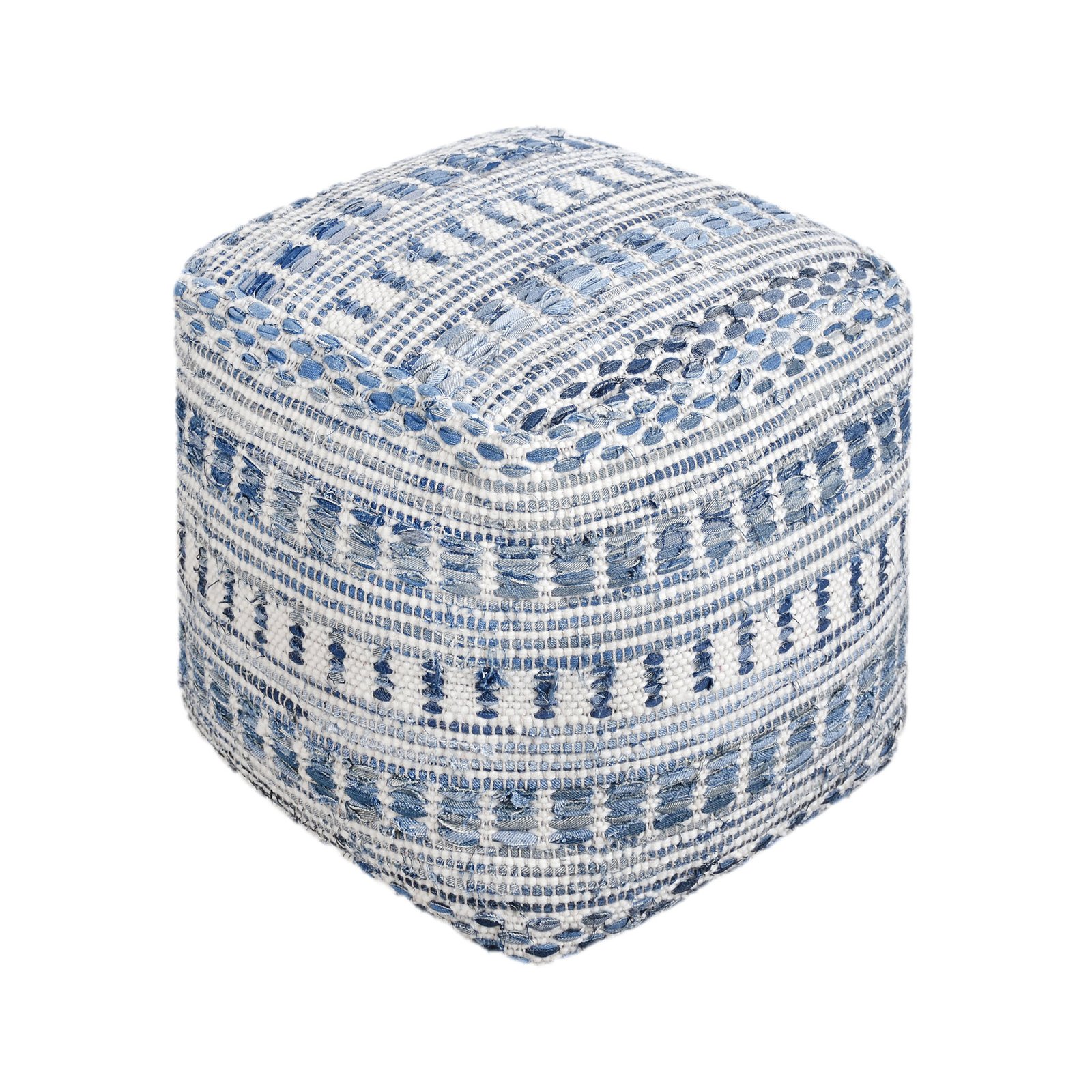 Pouf cubo in lana avorio con motivi etnici 40x40x40 cm - PERULDOR Pouf cubo in lana avorio con motivi etnici 40x40x40 cm - PERULDOR
