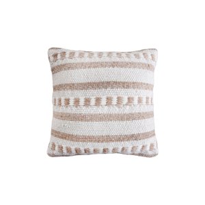Cuscino decorativo in lana avorio a righe 45 x 45 x 8 cm - PERULDOR