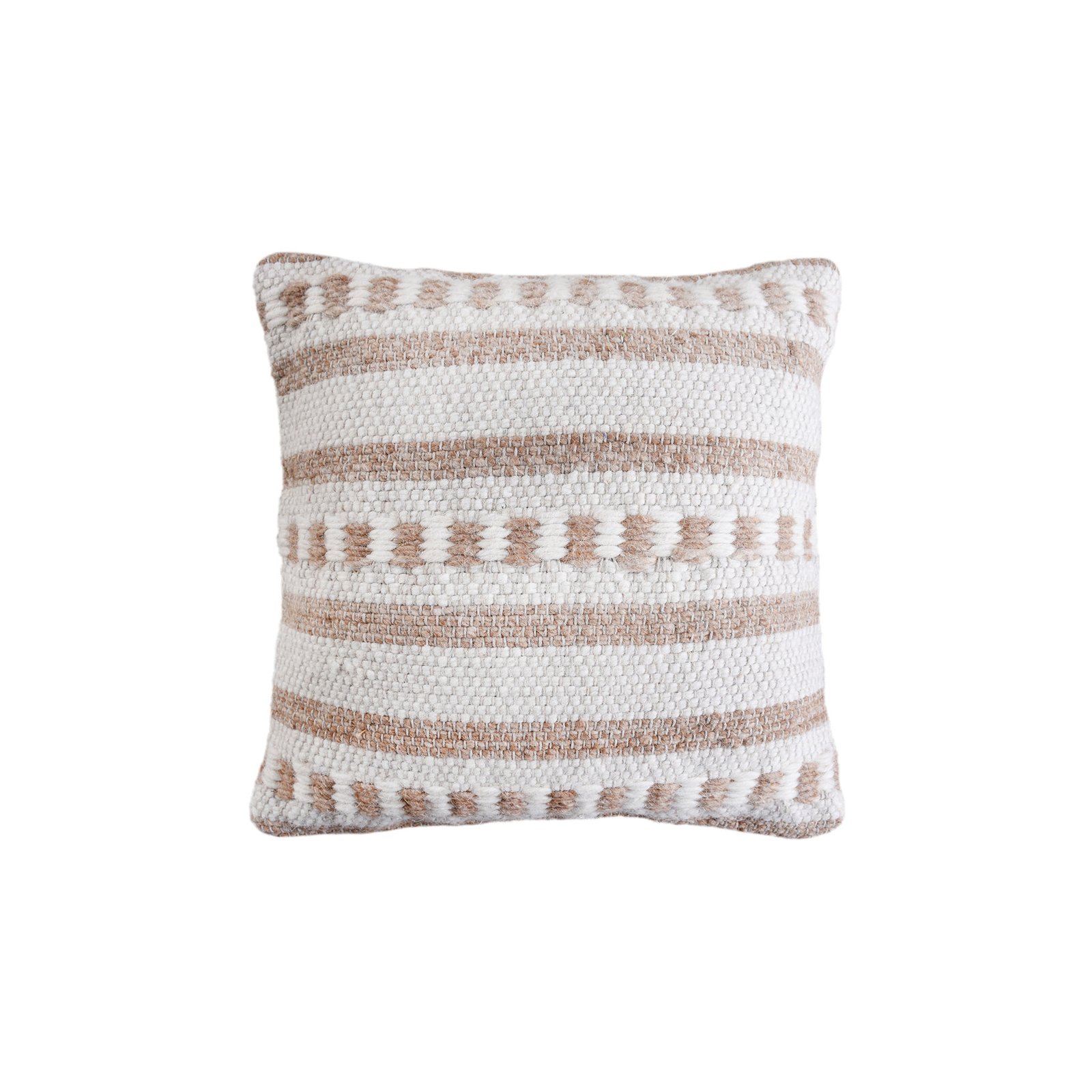 Cuscino decorativo in lana avorio a righe 45 x 45 x 8 cm - PERULDOR