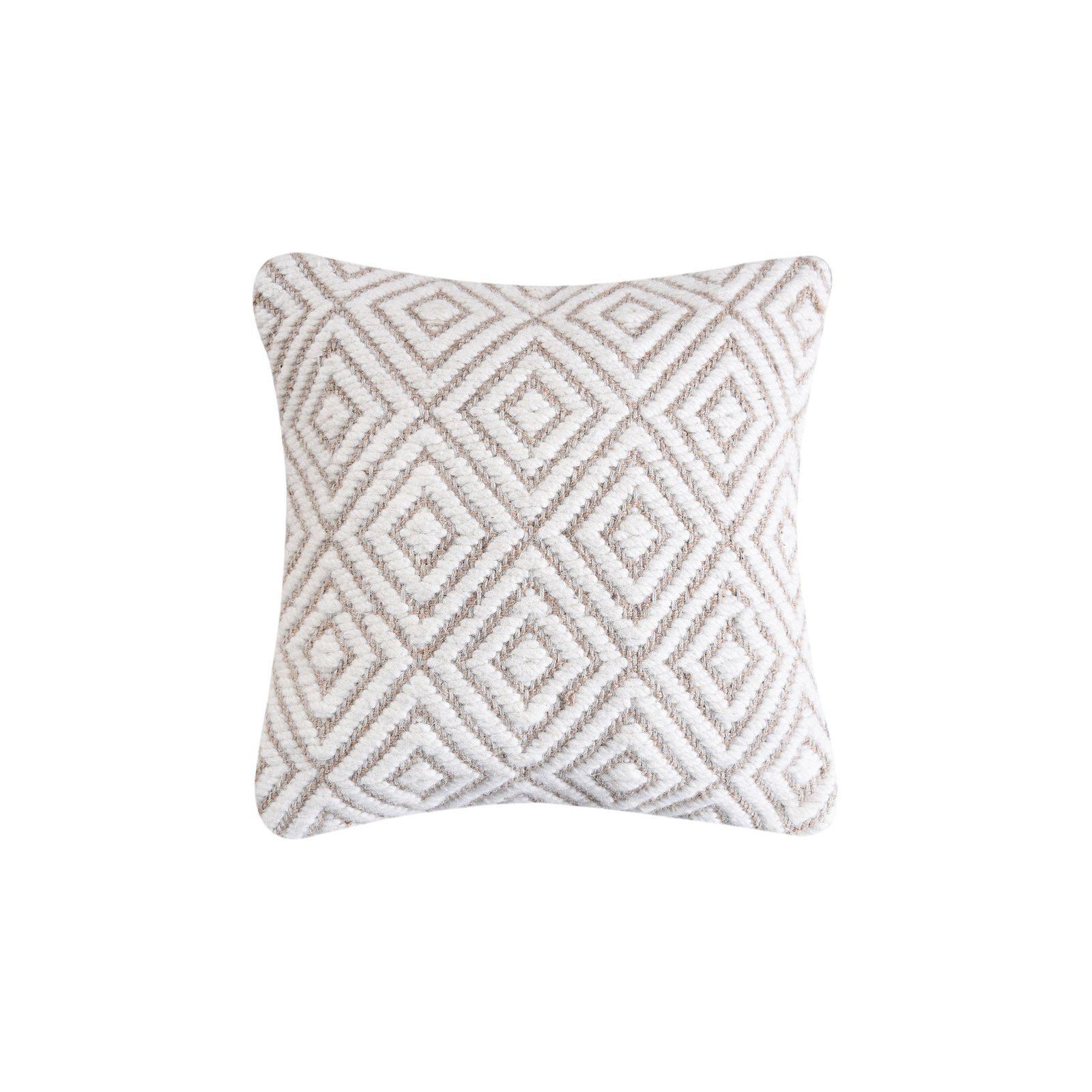 Cuscino decorativo in lana avorio con motivo geometrico 45x45x8 cm - KALUNVEN Cuscino decorativo in lana avorio con motivo geometrico 45x45x8 cm - KALUNVEN