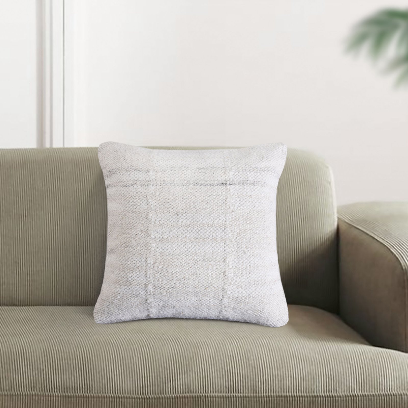 Cuscino decorativo in lana avorio con decoro 45 x 45 x 8 cm - DELOLIA