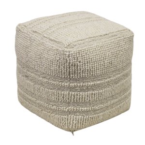 Pouf quadrato in lana avorio con decoro 40x40x40 cm - FALINMIRA Pouf quadrato in lana avorio con decoro 40x40x40 cm - FALINMIRA