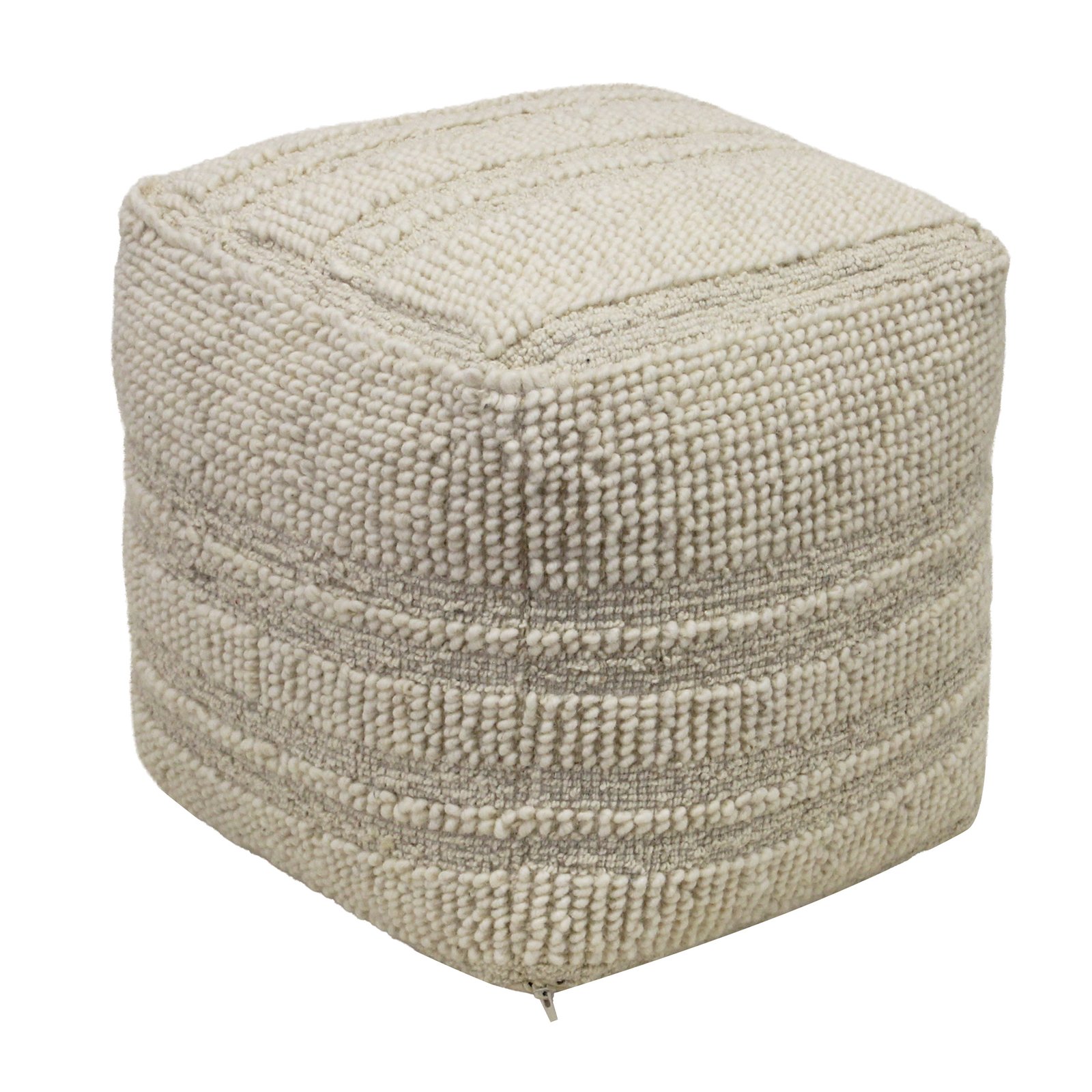 Pouf quadrato in lana avorio con decoro 40x40x40 cm - FALINMIRA Pouf quadrato in lana avorio con decoro 40x40x40 cm - FALINMIRA