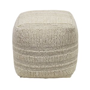 Pouf quadrato in lana avorio con decoro 40x40x40 cm - FALINMIRA Pouf quadrato in lana avorio con decoro 40x40x40 cm - FALINMIRA