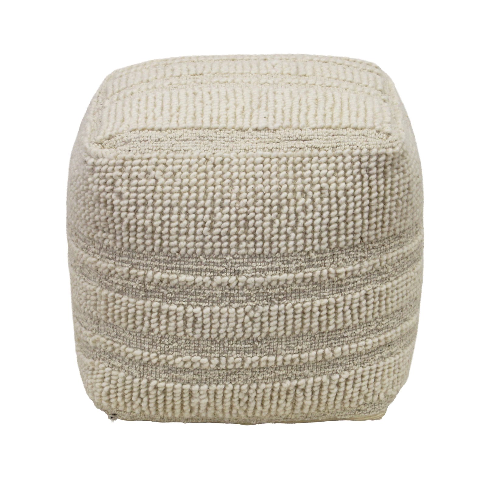 Pouf quadrato in lana avorio con decoro 40x40x40 cm - FALINMIRA Pouf quadrato in lana avorio con decoro 40x40x40 cm - FALINMIRA