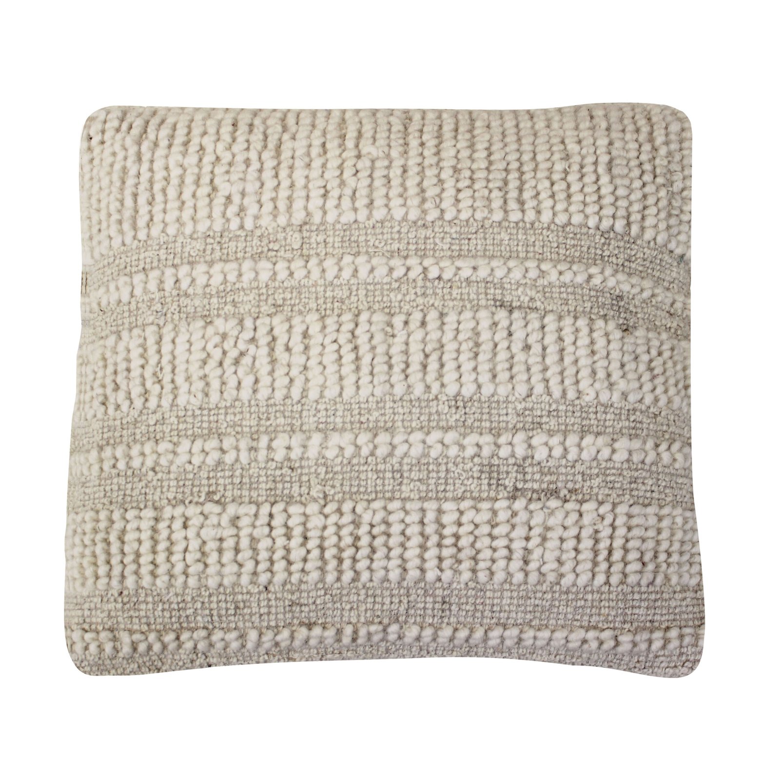 Cuscino decorativo in lana avorio con rilievi intrecciati 45x45x8 cm - FALINMIRA Cuscino decorativo in lana avorio con rilievi intrecciati 45x45x8 cm - FALINMIRA