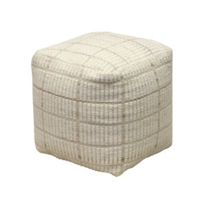 Pouf cubo in lana avorio con decoro a rilievo 40x40x40 cm - ULENZIO Pouf cubo in lana avorio con decoro a rilievo 40x40x40 cm - ULENZIO