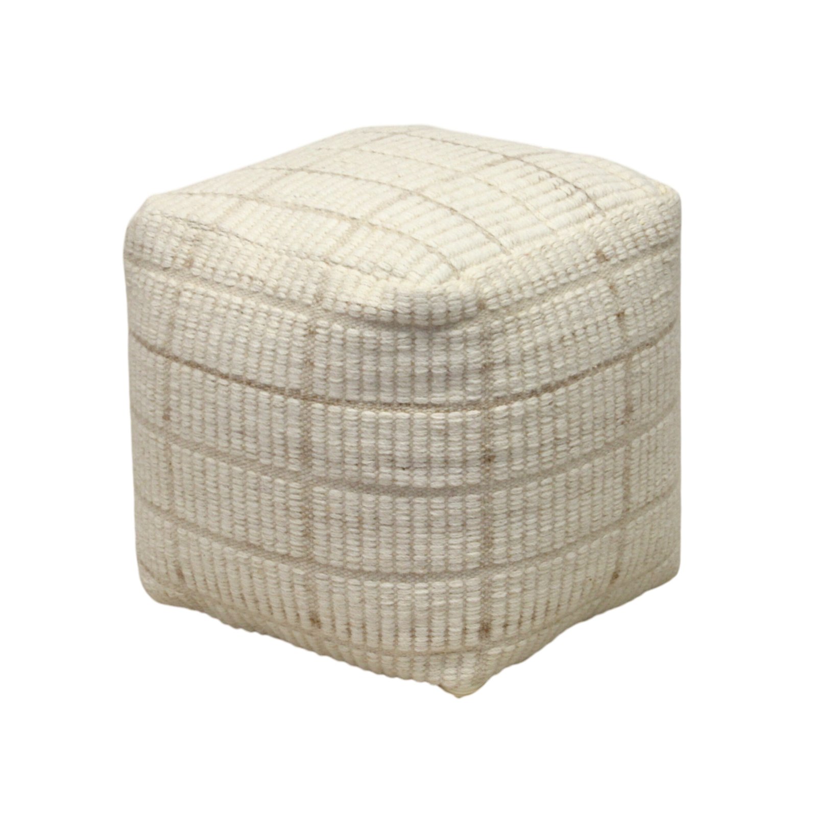 Pouf cubo in lana avorio con decoro a rilievo 40x40x40 cm - ULENZIO Pouf cubo in lana avorio con decoro a rilievo 40x40x40 cm - ULENZIO