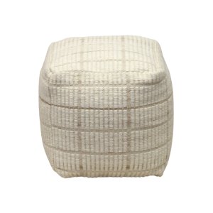 Pouf cubo in lana avorio con decoro a rilievo 40x40x40 cm - ULENZIO Pouf cubo in lana avorio con decoro a rilievo 40x40x40 cm - ULENZIO