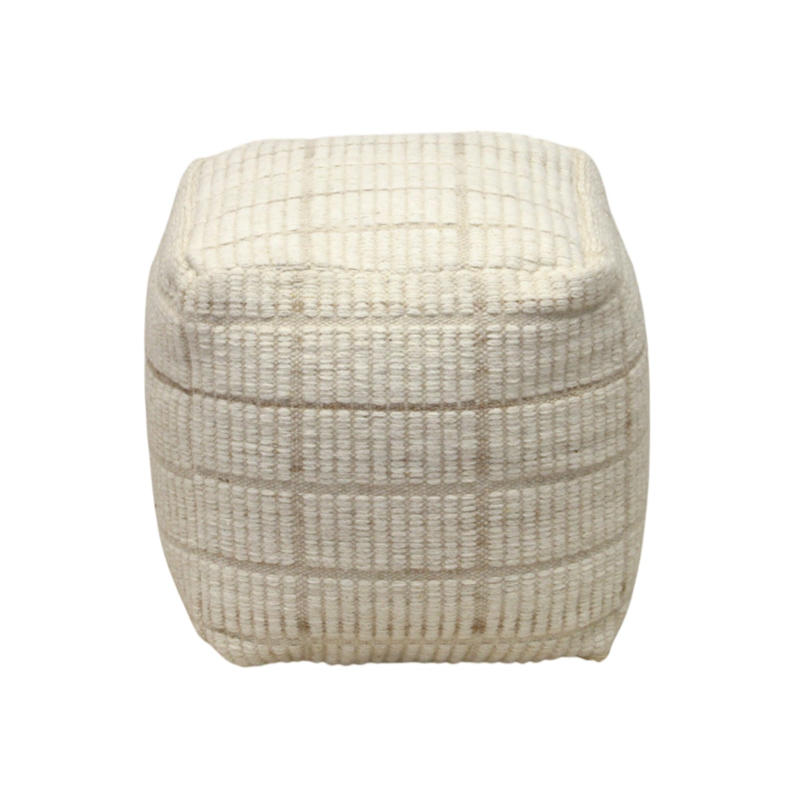 Pouf cubo in lana avorio con decoro a rilievo 40x40x40 cm - ULENZIO Pouf cubo in lana avorio con decoro a rilievo 40x40x40 cm - ULENZIO
