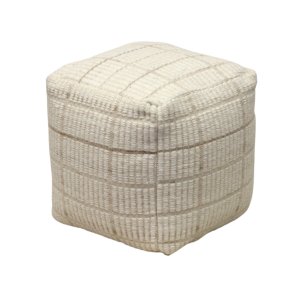 Pouf cubo in lana avorio con decoro a rilievo 40x40x40 cm - ULENZIO Pouf cubo in lana avorio con decoro a rilievo 40x40x40 cm - ULENZIO
