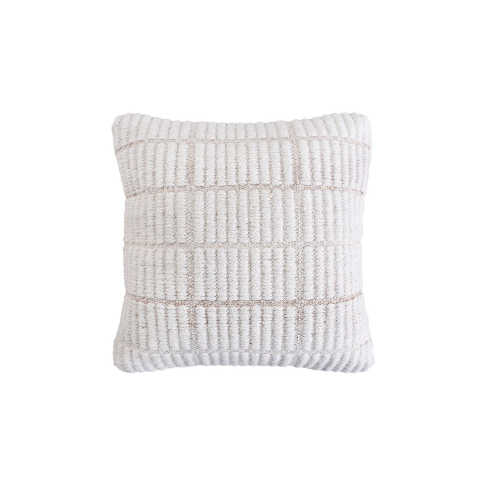 Cuscino decorativo in lana avorio con decoro a rilievo 45x45x45 cm - ULENZIO Cuscino decorativo in lana avorio con decoro a rilievo 45x45x45 cm - ULENZIO